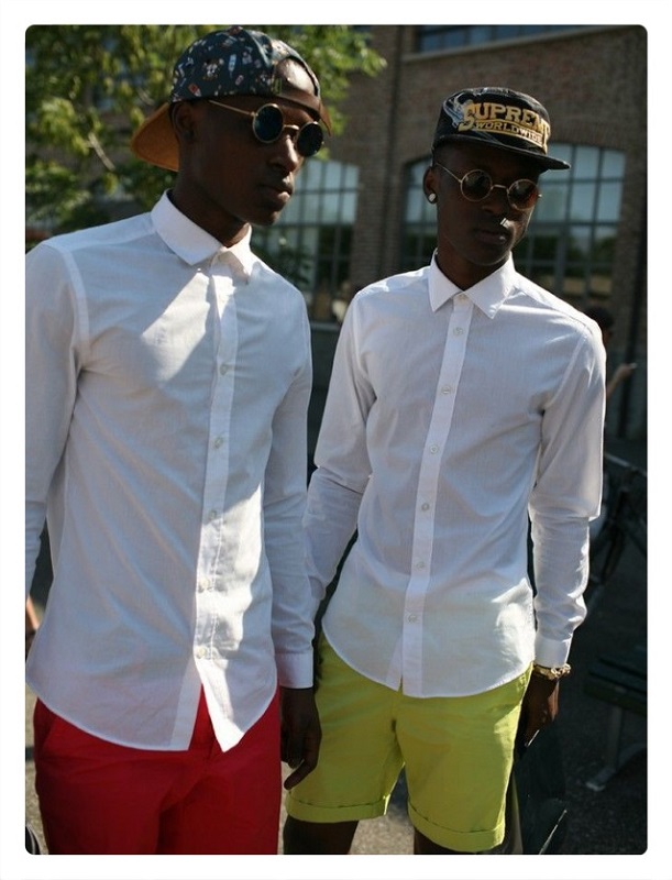 men white shirt colourful