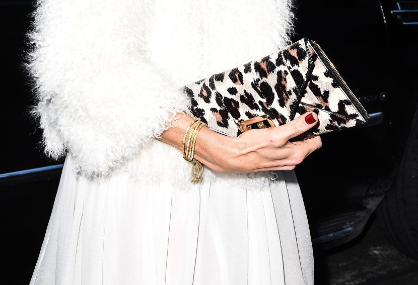 NEW YORK, NY - FEBRUARY 14: Adriana Abascal, purse detail, is seen outside the DVF show during New York Fashion Week: Women's Fall/Winter 2016 on February 14, 2016 in New York City. (Photo by Daniel Zuchnik/Getty Images)