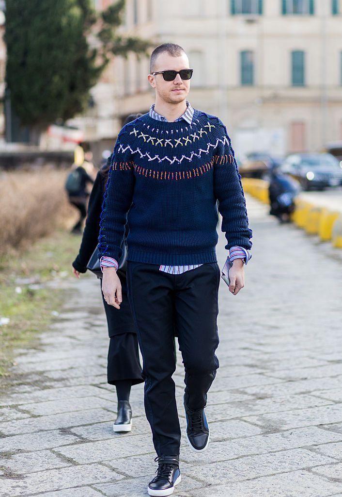 MILAN, ITALY - JANUARY 18: Andrea Porro guest outside Gucci during Milan Men's Fashion Week Fall/Winter 2016/17 on January 18, 2016, in Milan, Italy (Photo by Christian Vierig/Getty Images) *** Local Caption *** Andrea Porro