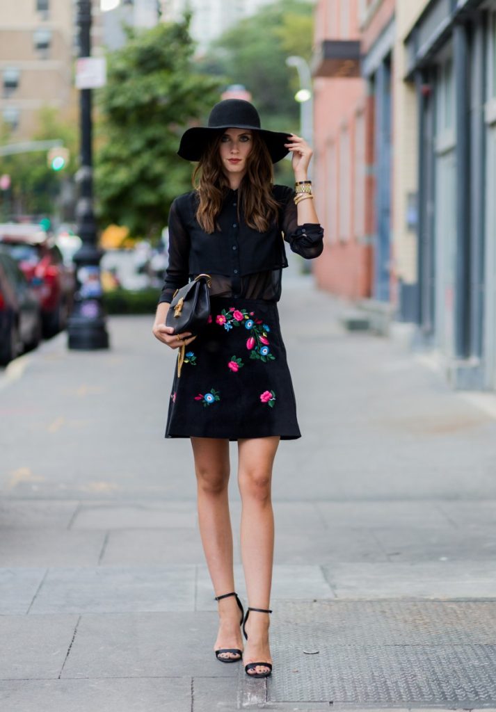 NEW YORK, NY - SEPTEMBER 09: Barbora Ondrackova wearing a Ivy Revel shirt, skirt Viveta, Topshop hat, Asos heels, Chloe bag outside on September 9, 2016 in New York City. (Photo by Christian Vierig/Getty Images)